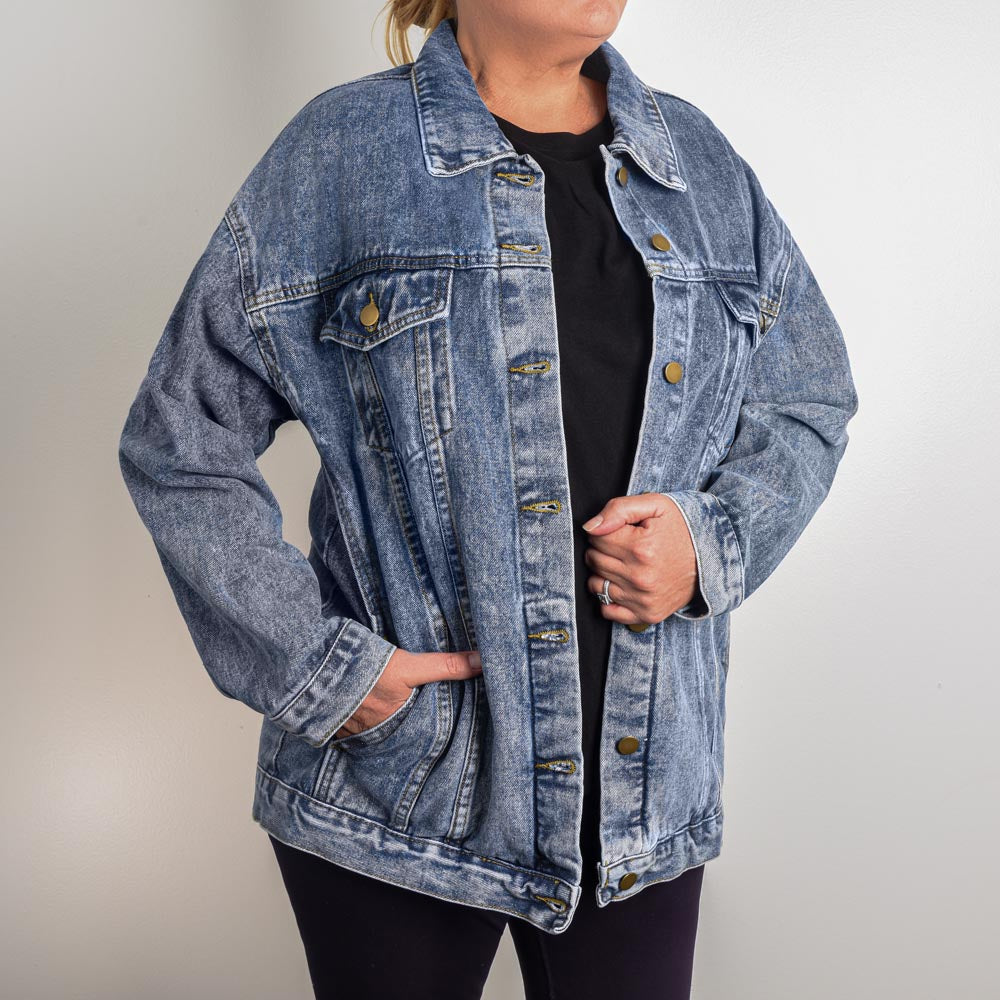 Tryzub (Yellow) - Oversized Women's DTG Denim Jacket