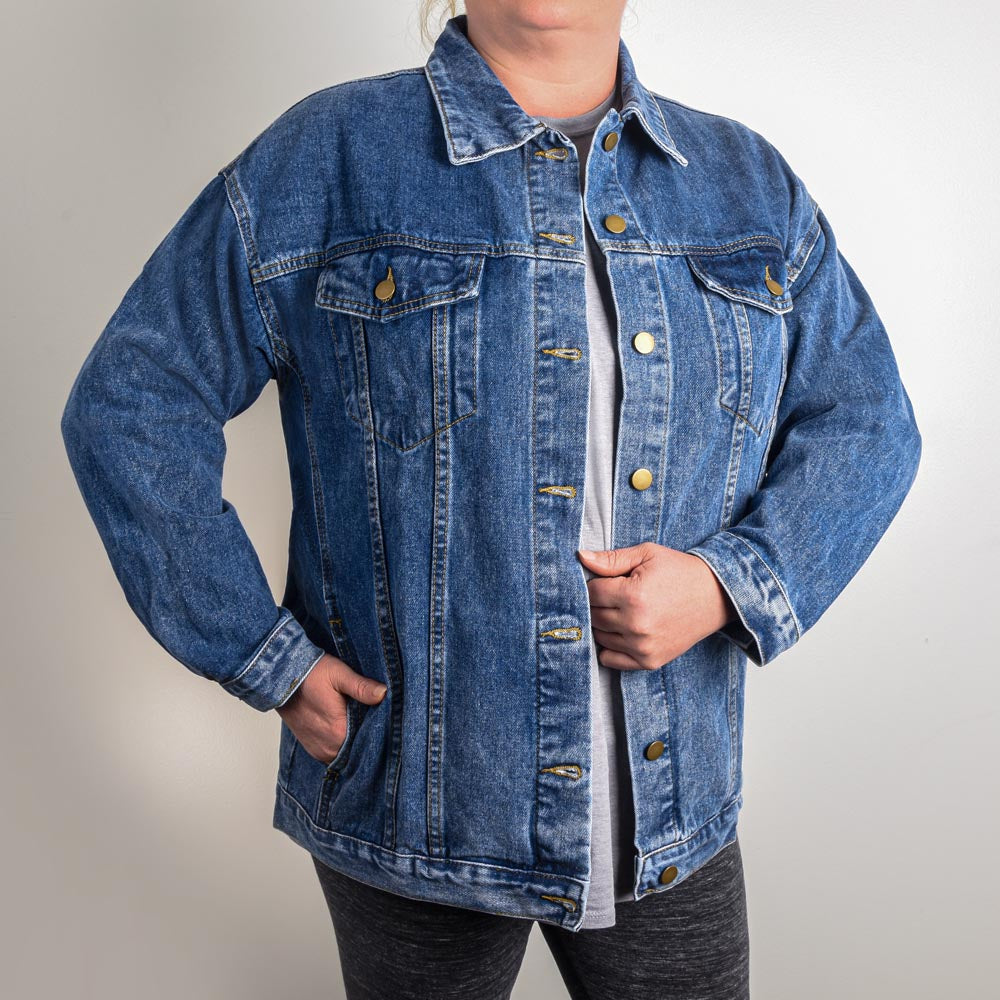 Tryzub (Yellow) - Oversized Women's DTG Denim Jacket