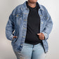 Stylized Tryzub - Oversized Women's DTG Denim Jacket