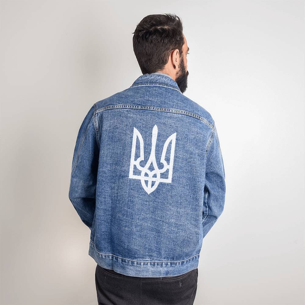 Tryzub (White) - Men's DTG Denim Jacket