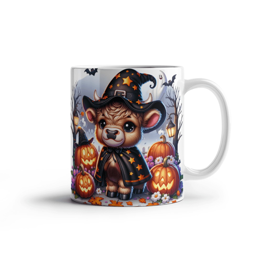 Halloween Highland Cow 12 - 11oz White Ceramic Mug
