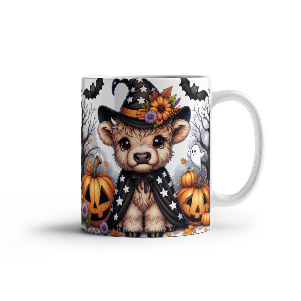 Halloween Highland Cow 02 - 11oz White Ceramic Mug