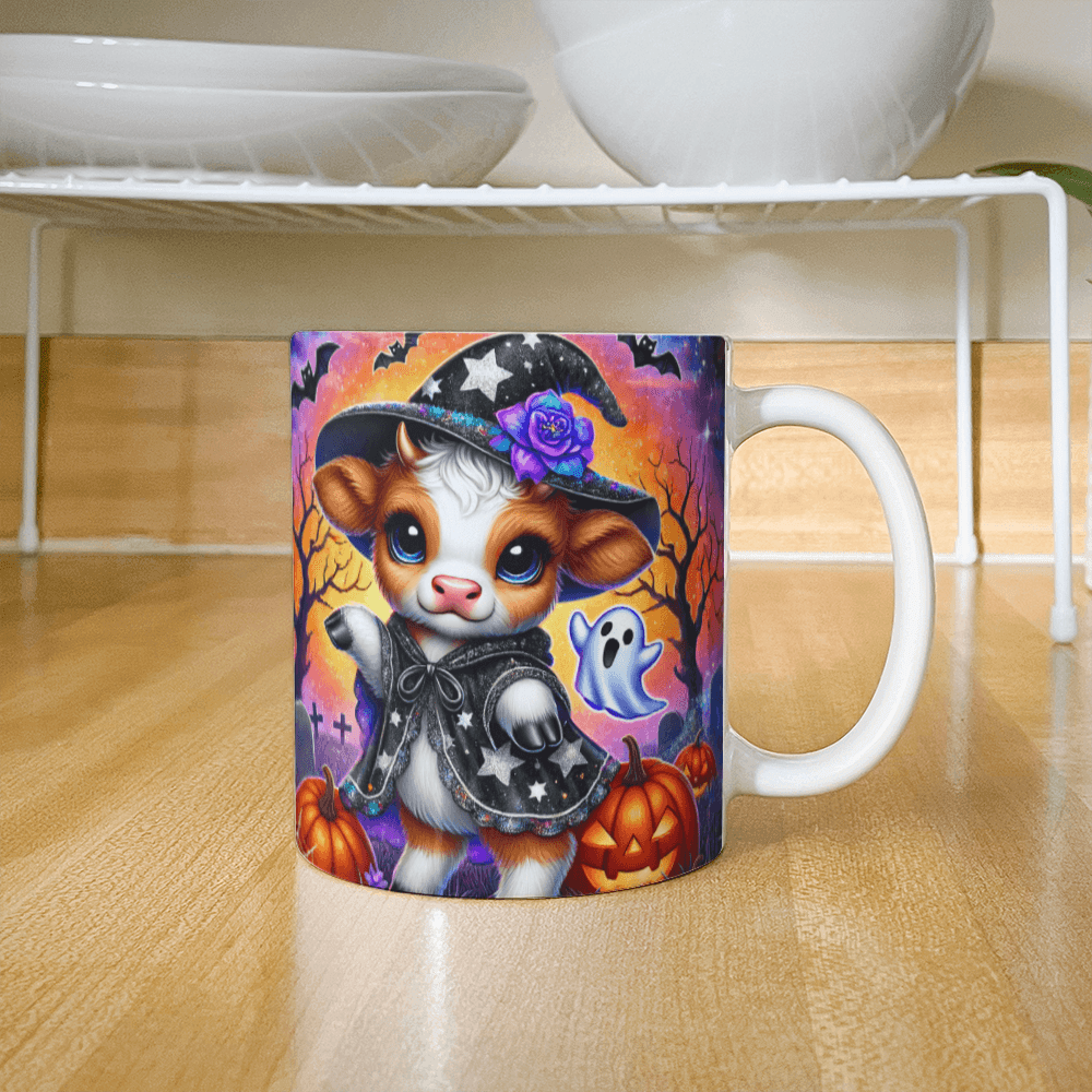 Halloween Highland Cow 01 - 11oz White Ceramic Mug