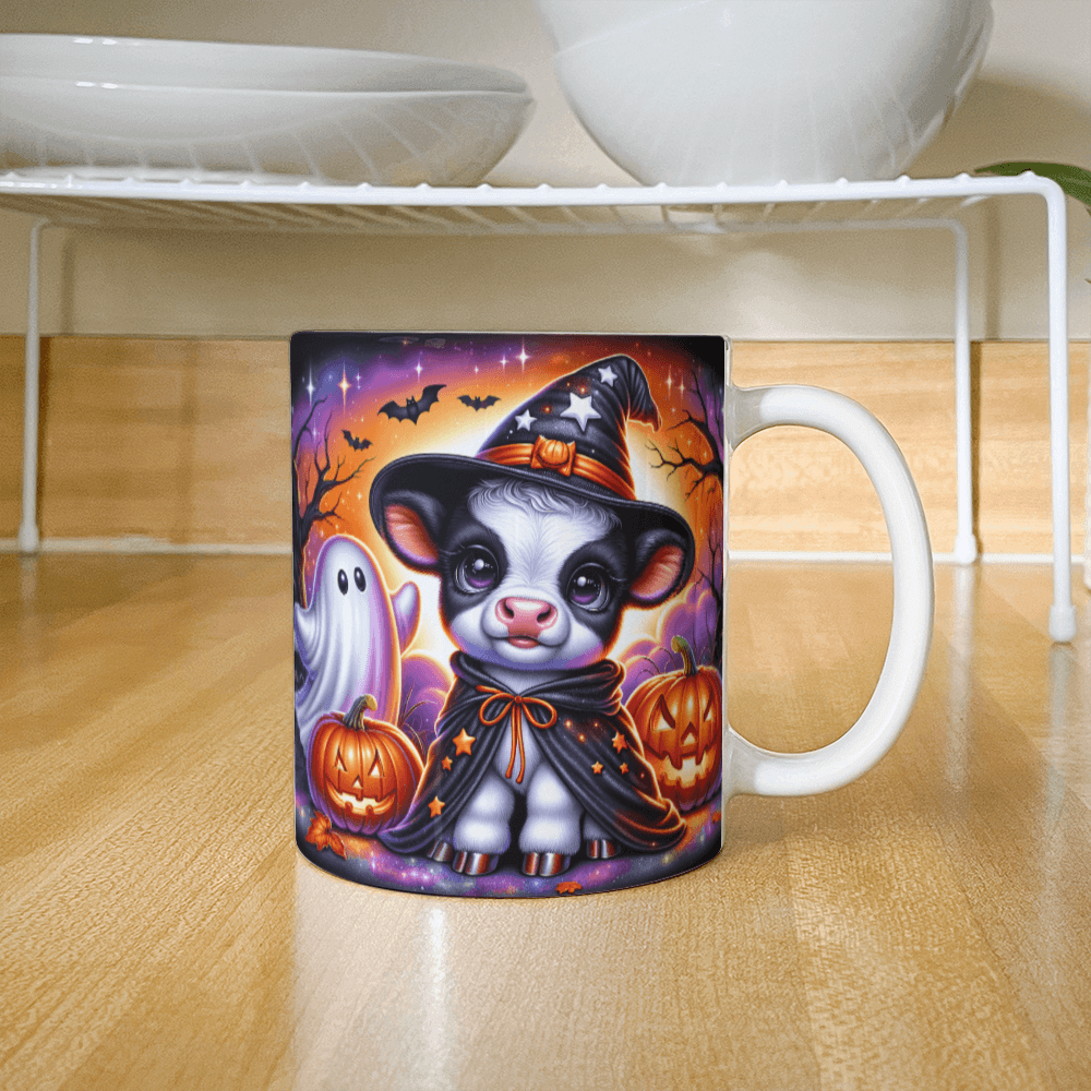 Halloween Highland Cow 10 - 11oz White Ceramic Mug