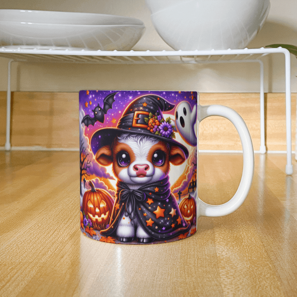 Halloween Highland Cow 04 - 11oz White Ceramic Mug