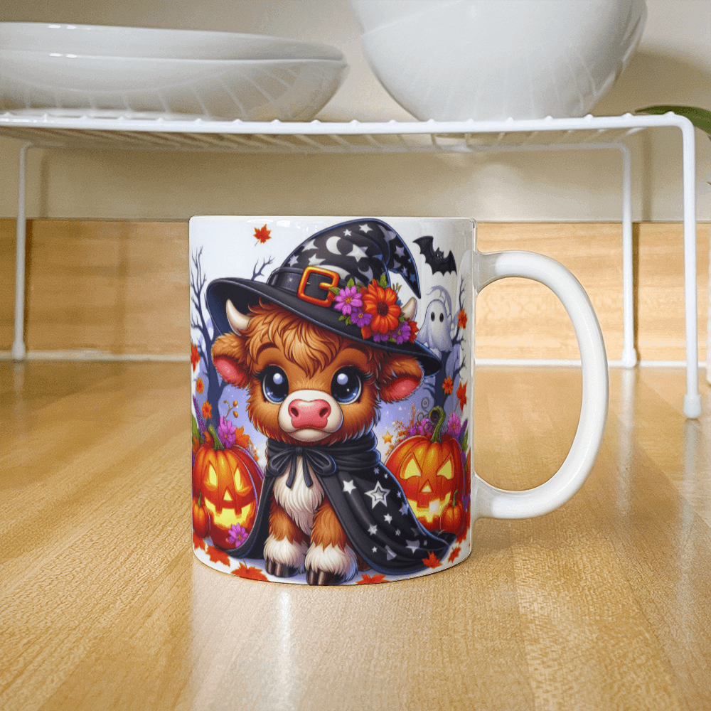 Halloween Highland Cow 20 - 11oz White Ceramic Mug