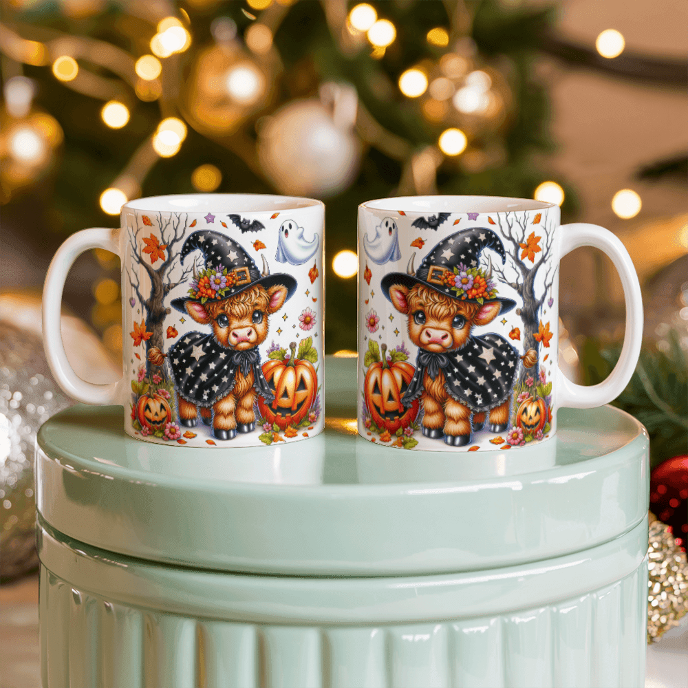 Halloween Highland Cow 15 - 11oz White Ceramic Mug