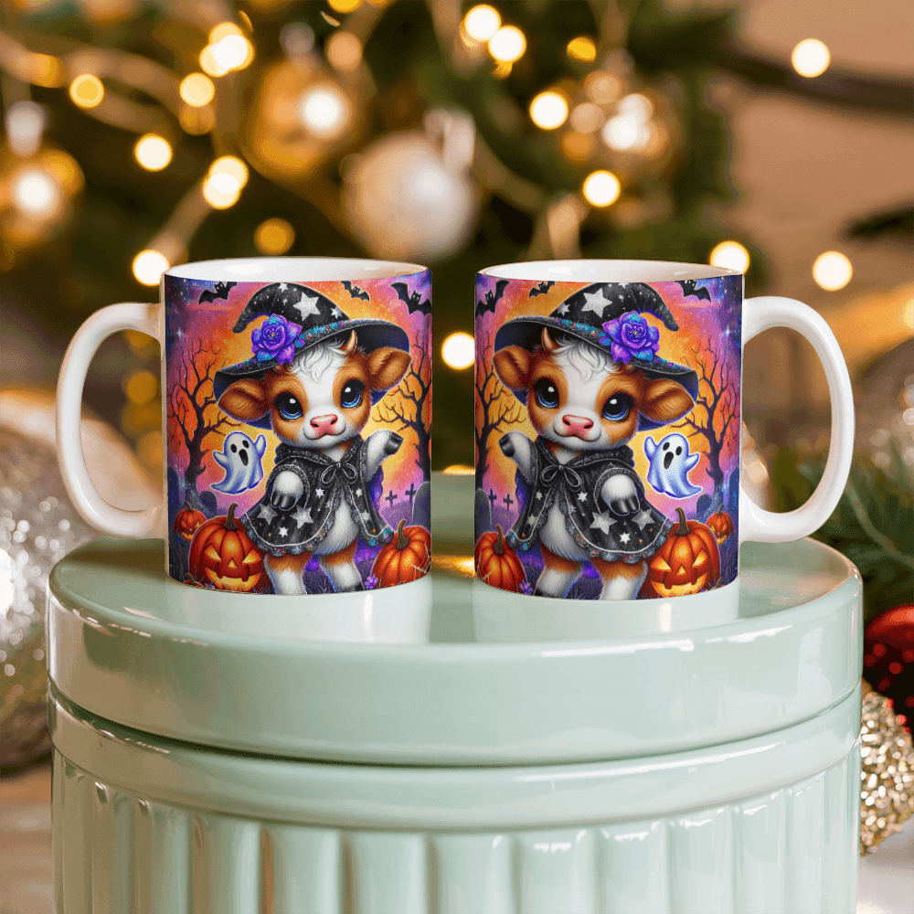 Halloween Highland Cow 01 - 11oz White Ceramic Mug