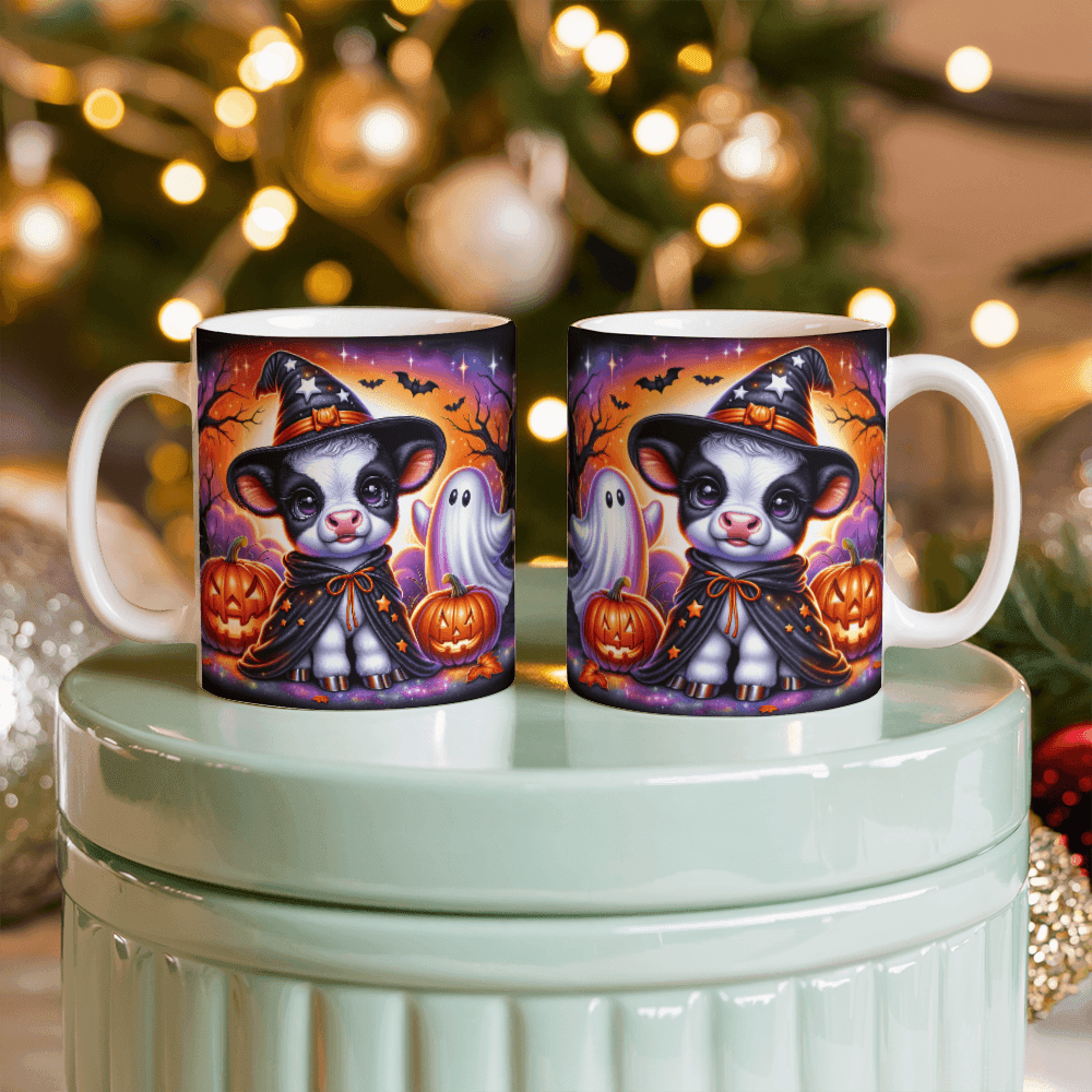 Halloween Highland Cow 10 - 11oz White Ceramic Mug