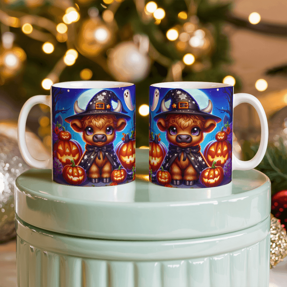 Halloween Highland Cow 11 - 11oz White Ceramic Mug