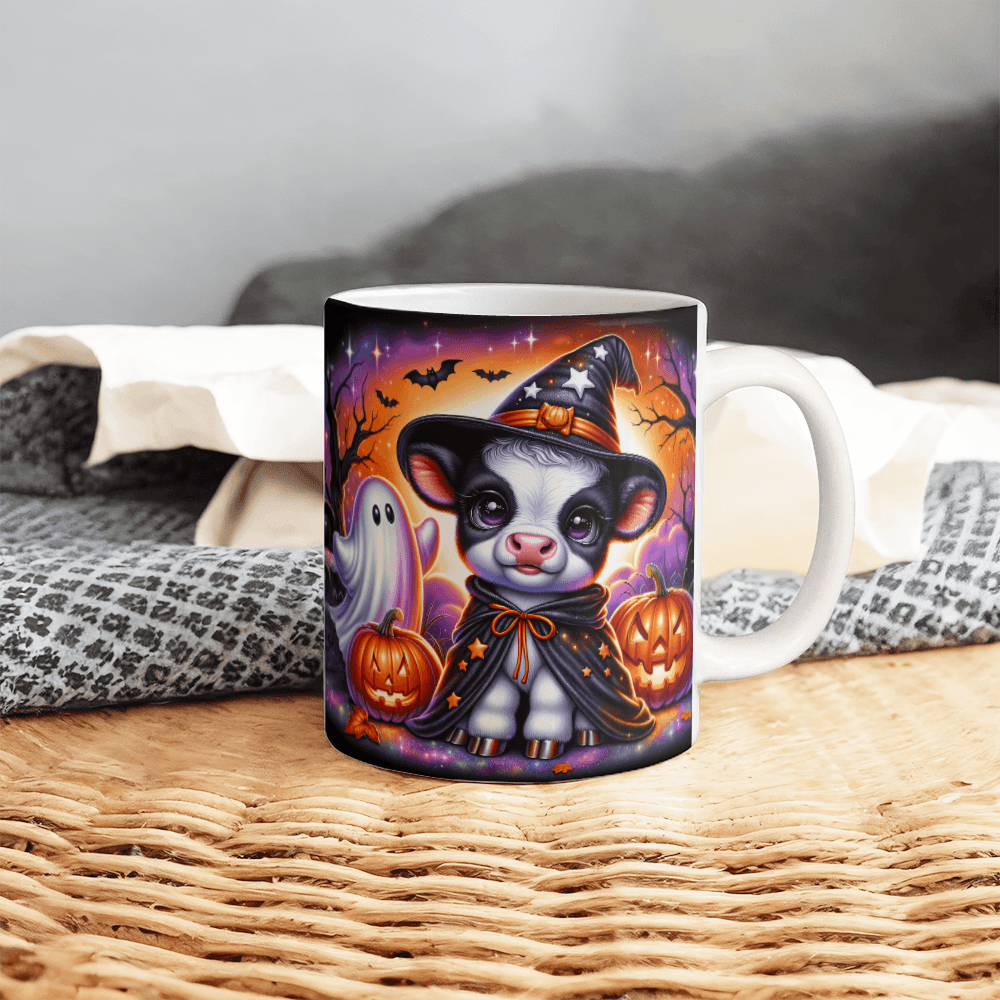 Halloween Highland Cow 10 - 11oz White Ceramic Mug