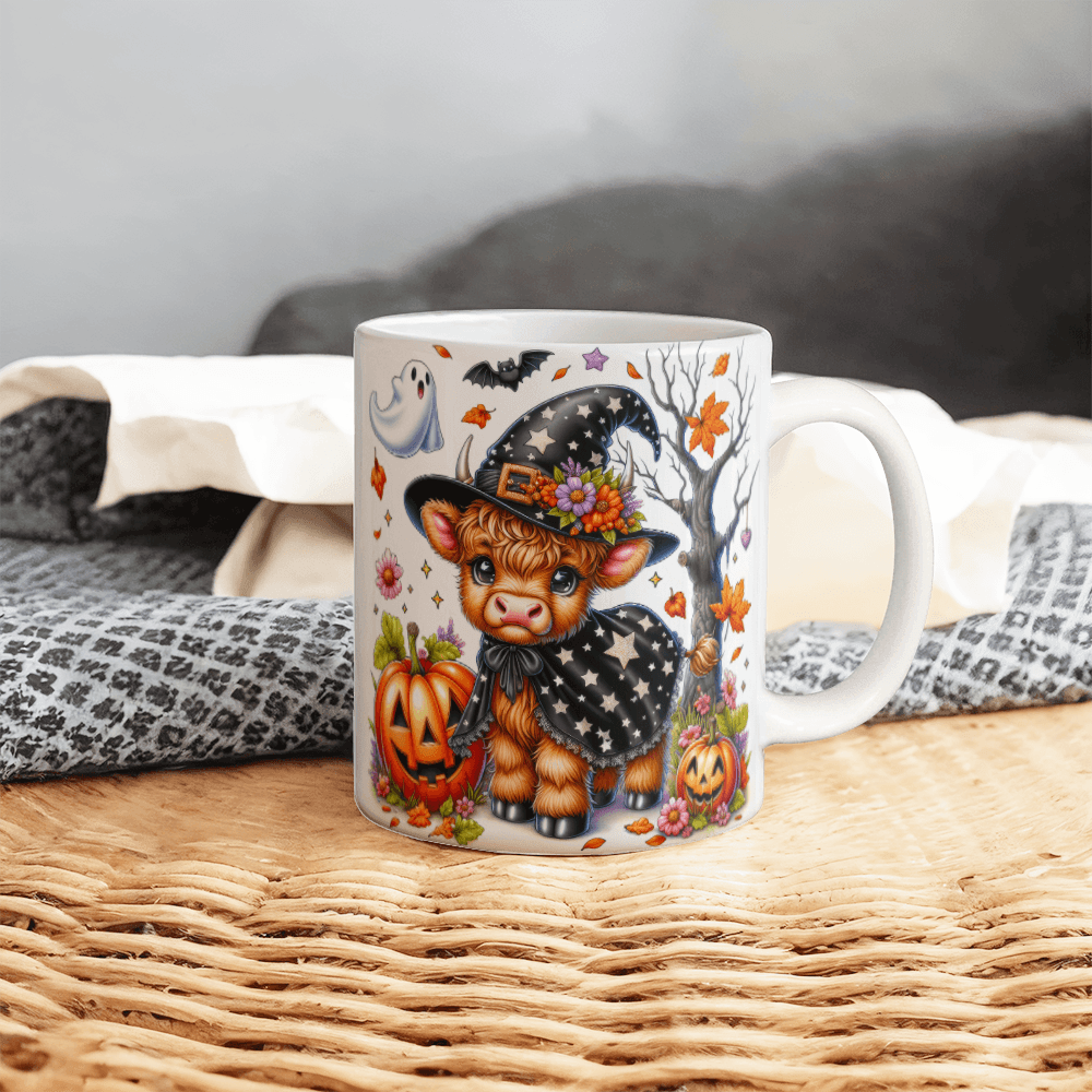 Halloween Highland Cow 15 - 11oz White Ceramic Mug