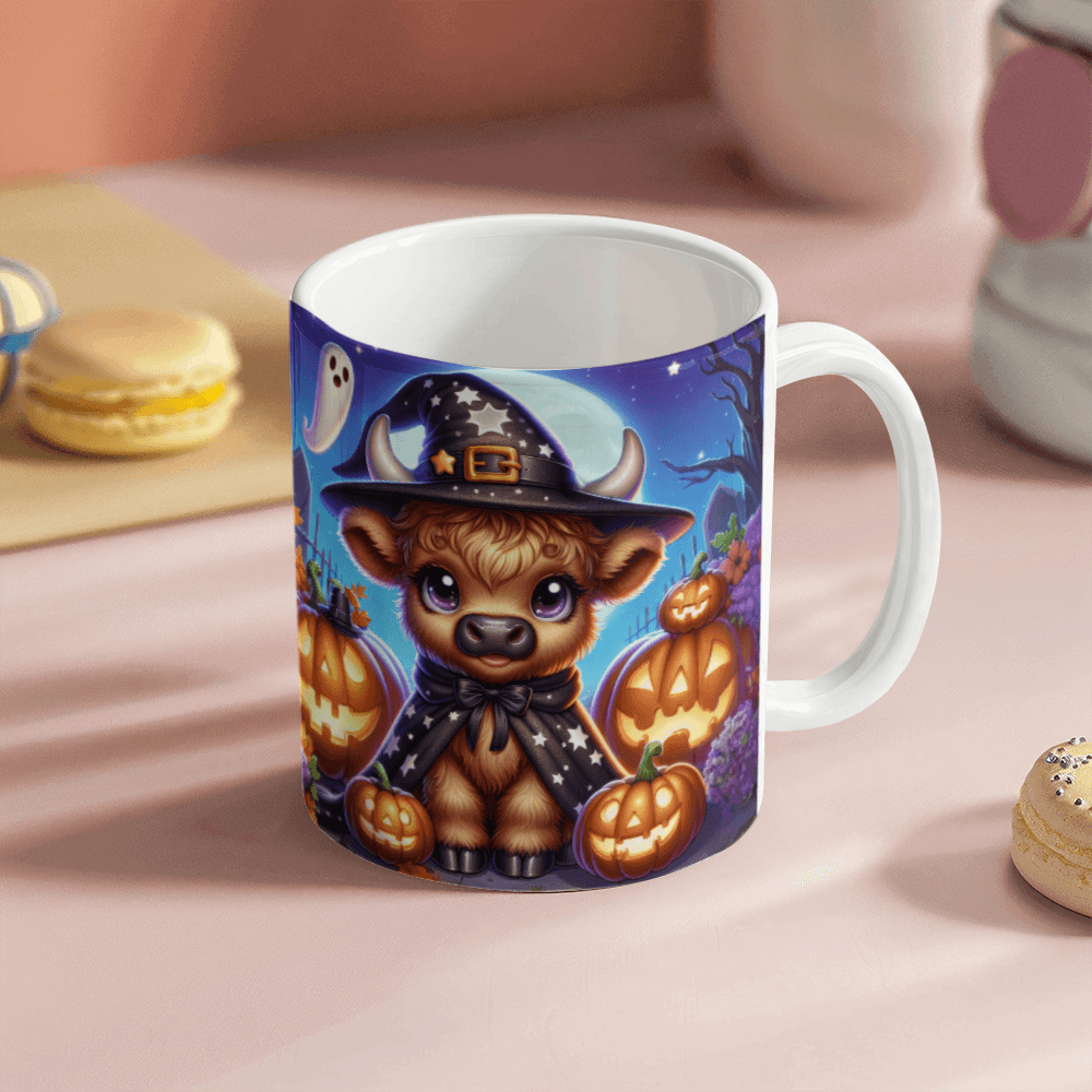 Halloween Highland Cow 11 - 11oz White Ceramic Mug
