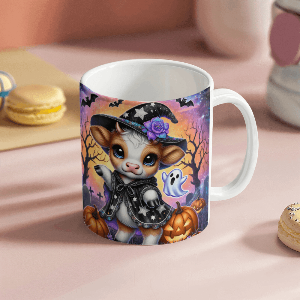 Halloween Highland Cow 01 - 11oz White Ceramic Mug