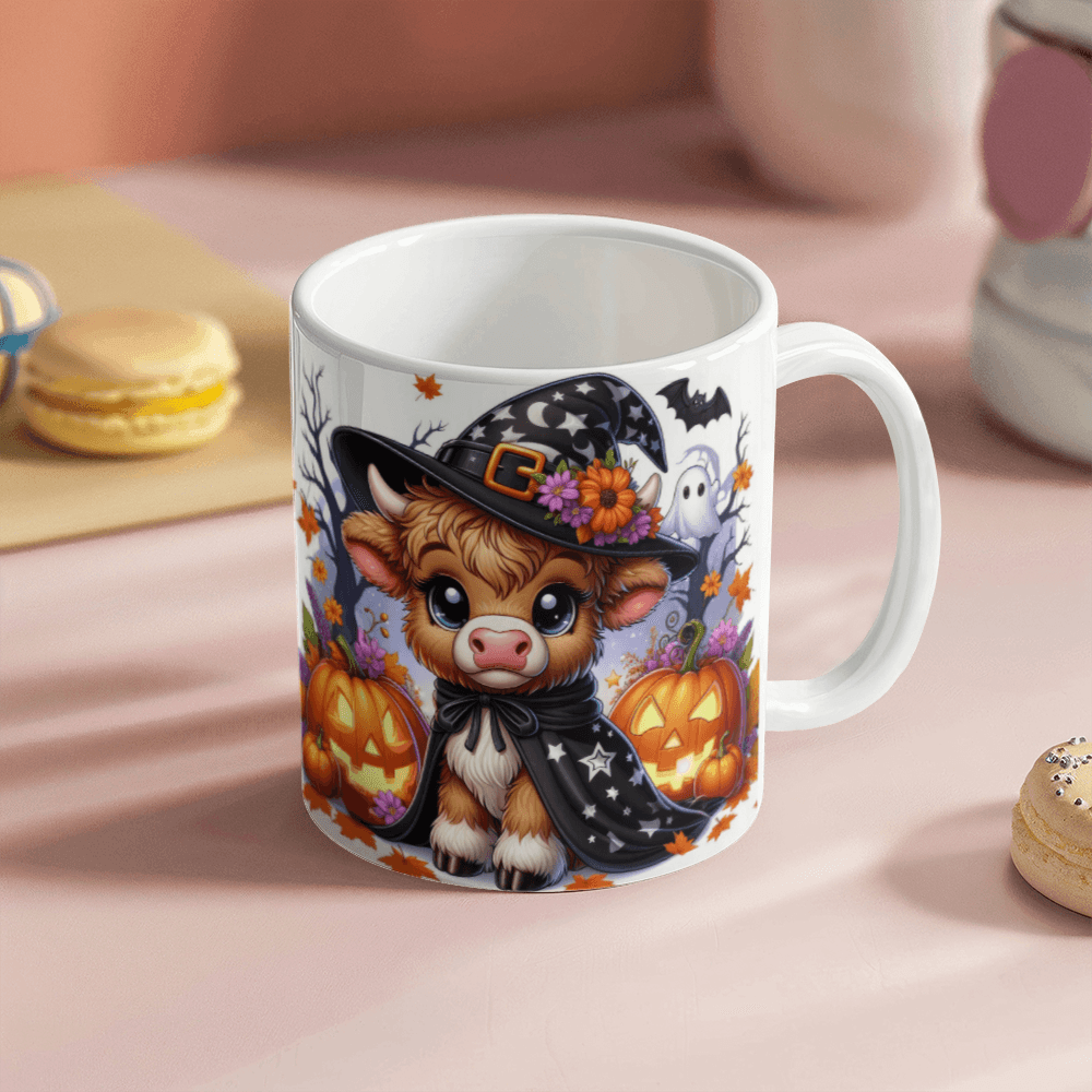 Halloween Highland Cow 20 - 11oz White Ceramic Mug