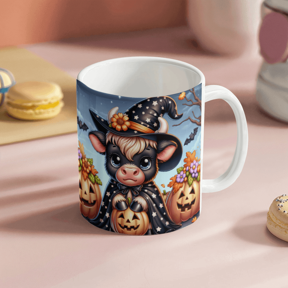 Halloween Highland Cow 07 - 11oz White Ceramic Mug