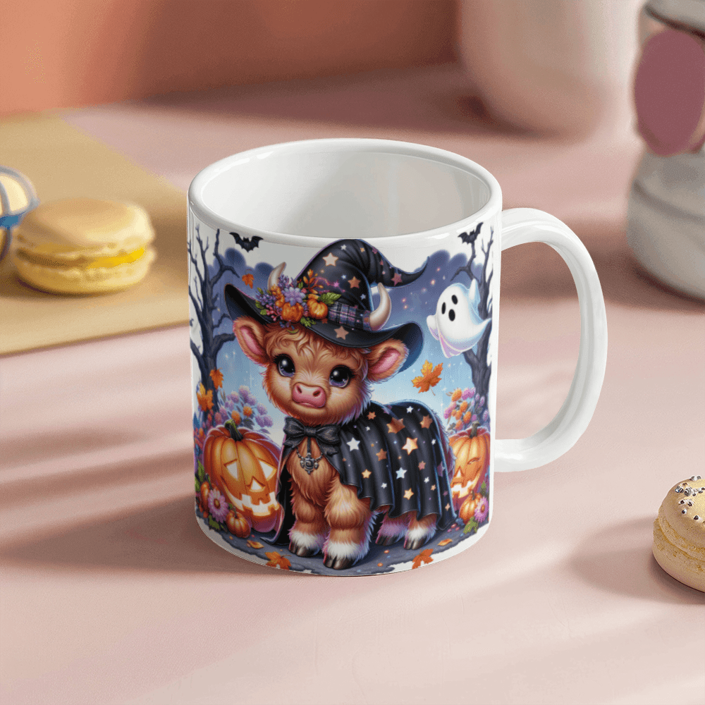 Halloween Highland Cow 18 - 11oz White Ceramic Mug