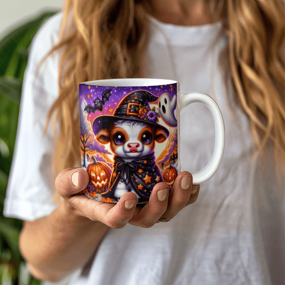 Halloween Highland Cow 04 - 11oz White Ceramic Mug