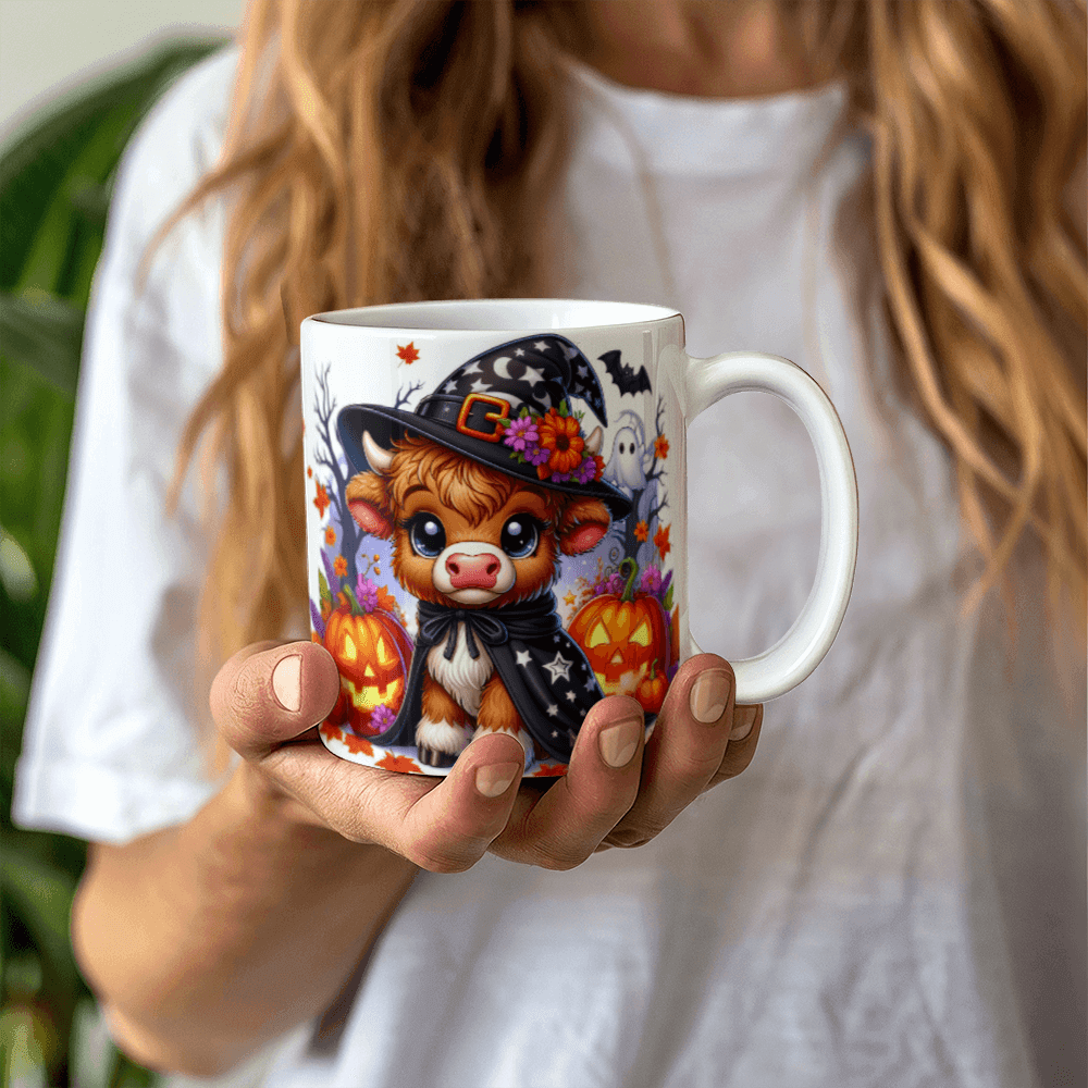 Halloween Highland Cow 20 - 11oz White Ceramic Mug