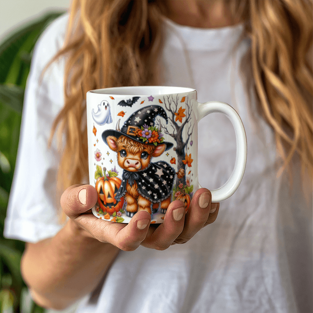 Halloween Highland Cow 15 - 11oz White Ceramic Mug