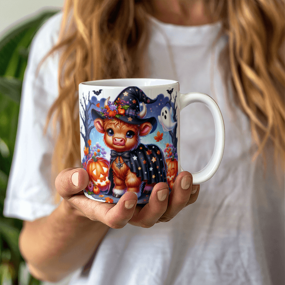 Halloween Highland Cow 18 - 11oz White Ceramic Mug