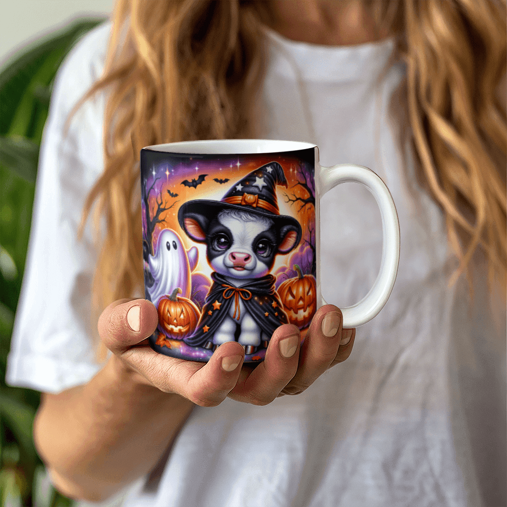 Halloween Highland Cow 10 - 11oz White Ceramic Mug