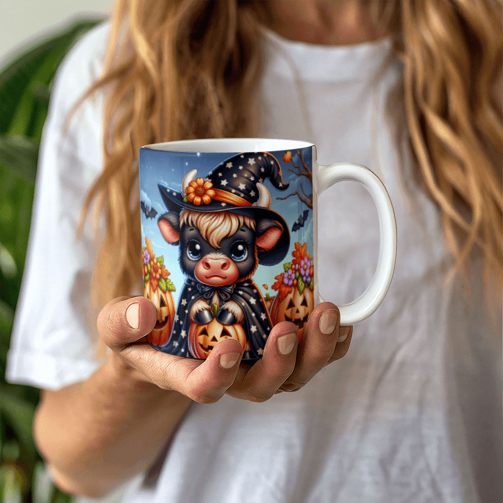 Halloween Highland Cow 07 - 11oz White Ceramic Mug