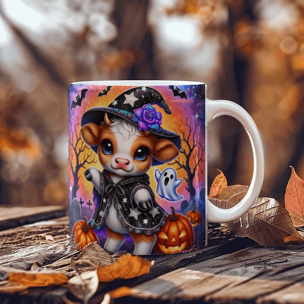 Halloween Highland Cow 01 - 11oz White Ceramic Mug