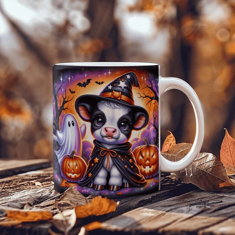 Halloween Highland Cow 10 - 11oz White Ceramic Mug