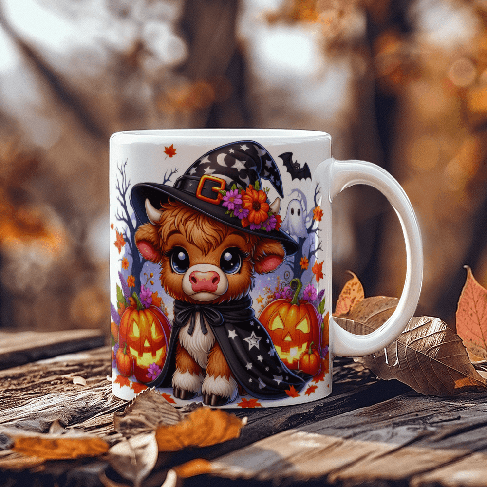 Halloween Highland Cow 20 - 11oz White Ceramic Mug