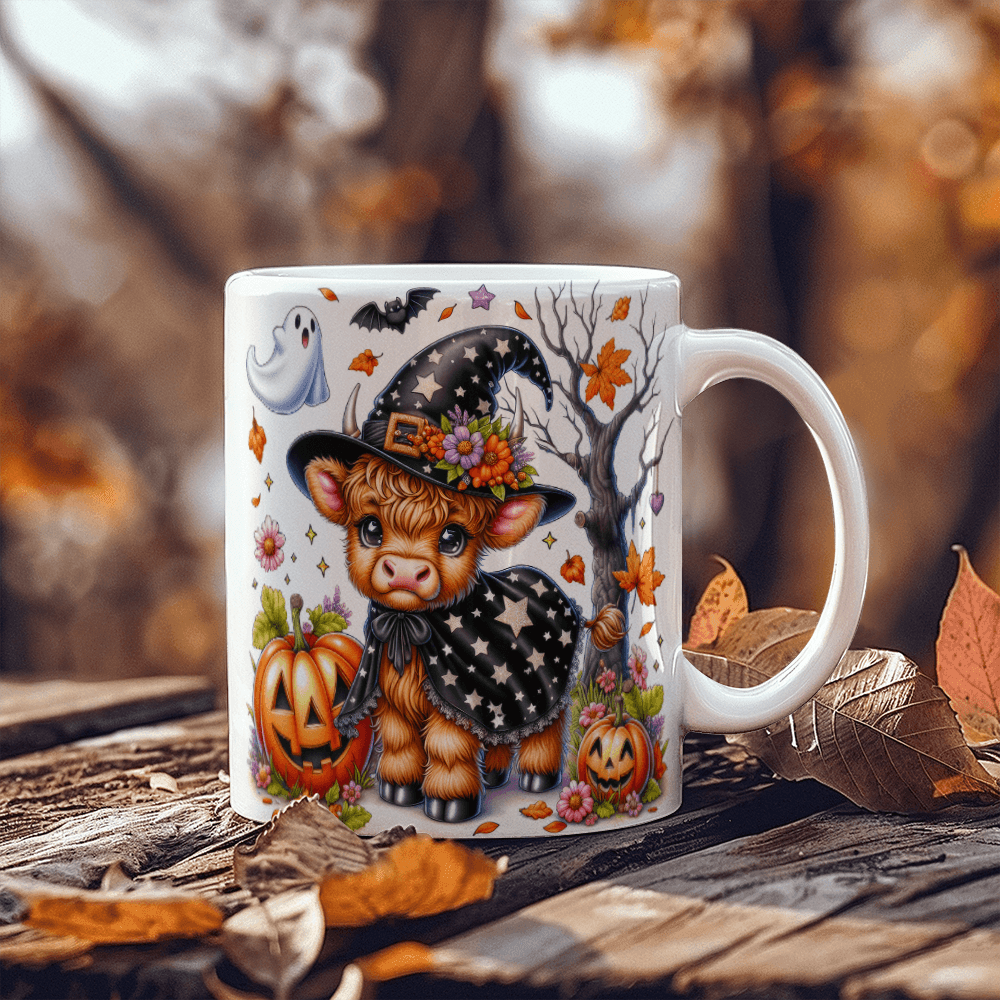 Halloween Highland Cow 15 - 11oz White Ceramic Mug