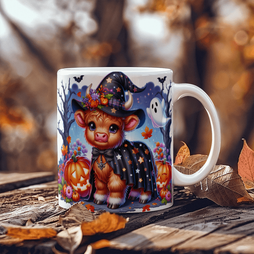 Halloween Highland Cow 18 - 11oz White Ceramic Mug