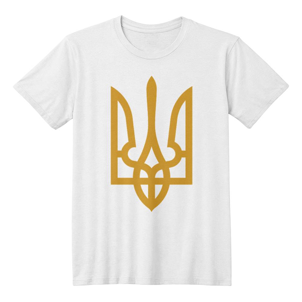 Tryzub (Gold) - White Bella + Canvas 3001 Unisex T-Shirt