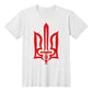 Stylized Tryzub (Red) - White Bella + Canvas 3001 Unisex T-Shirt