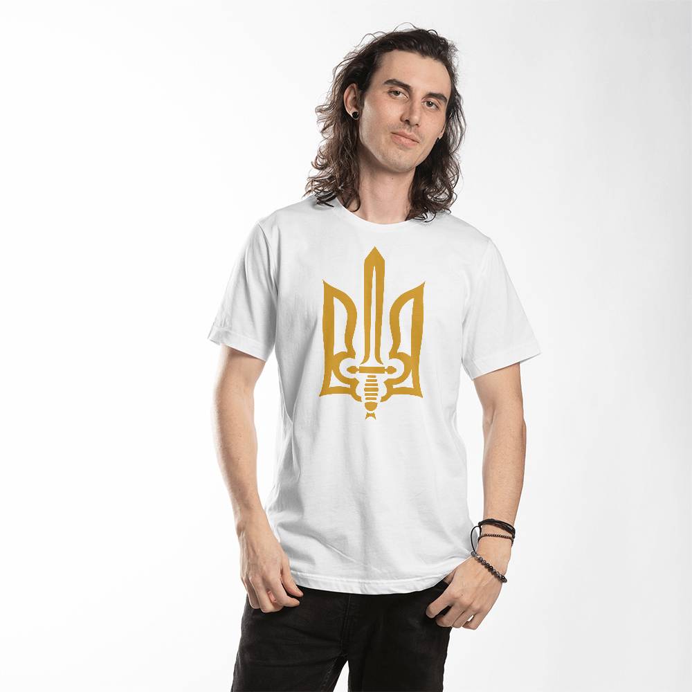 Stylized Tryzub - White Bella + Canvas 3001 Unisex T-Shirt