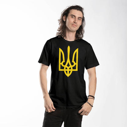 Tryzub (Yellow) - Black Bella + Canvas 3001 Unisex T-Shirt