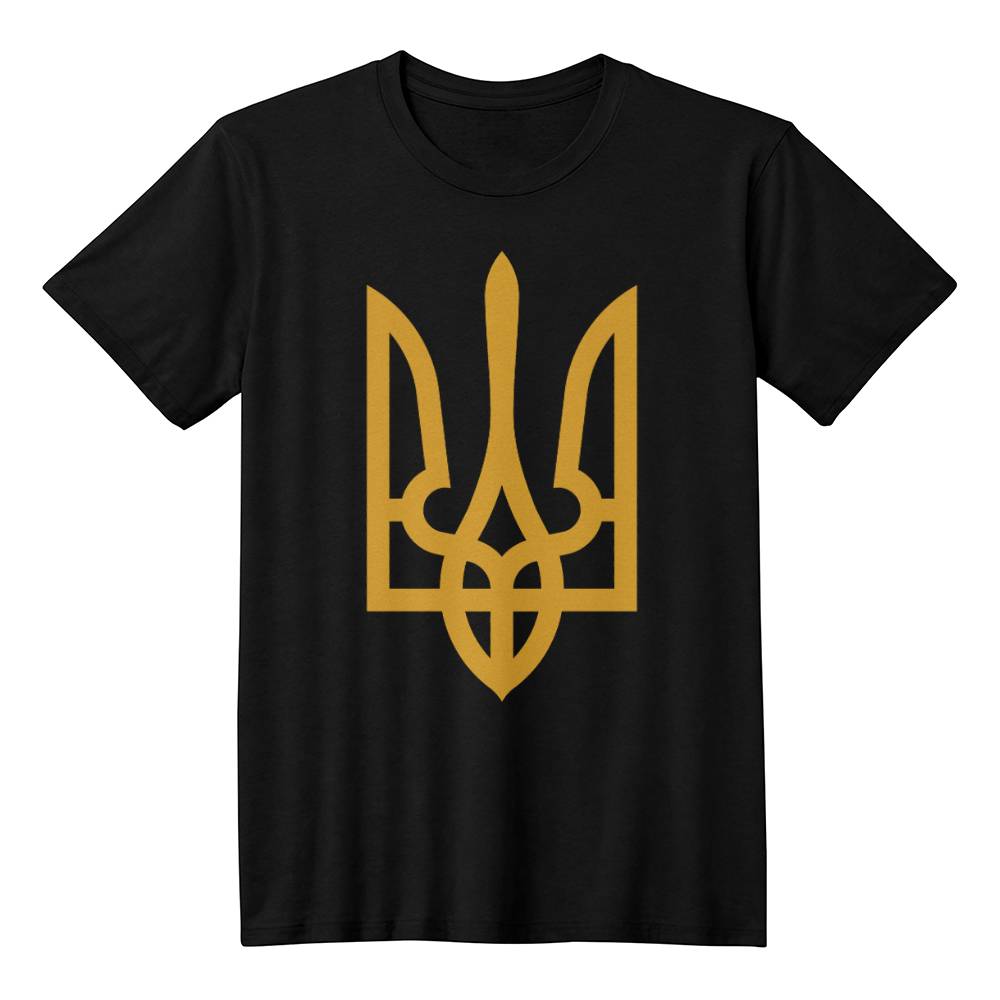 Tryzub (Gold) - Black Bella + Canvas 3001 Unisex T-Shirt