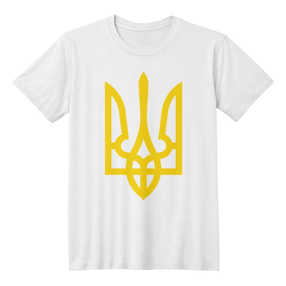Tryzub (Yellow) - White Bella + Canvas 3001 Unisex T-Shirt