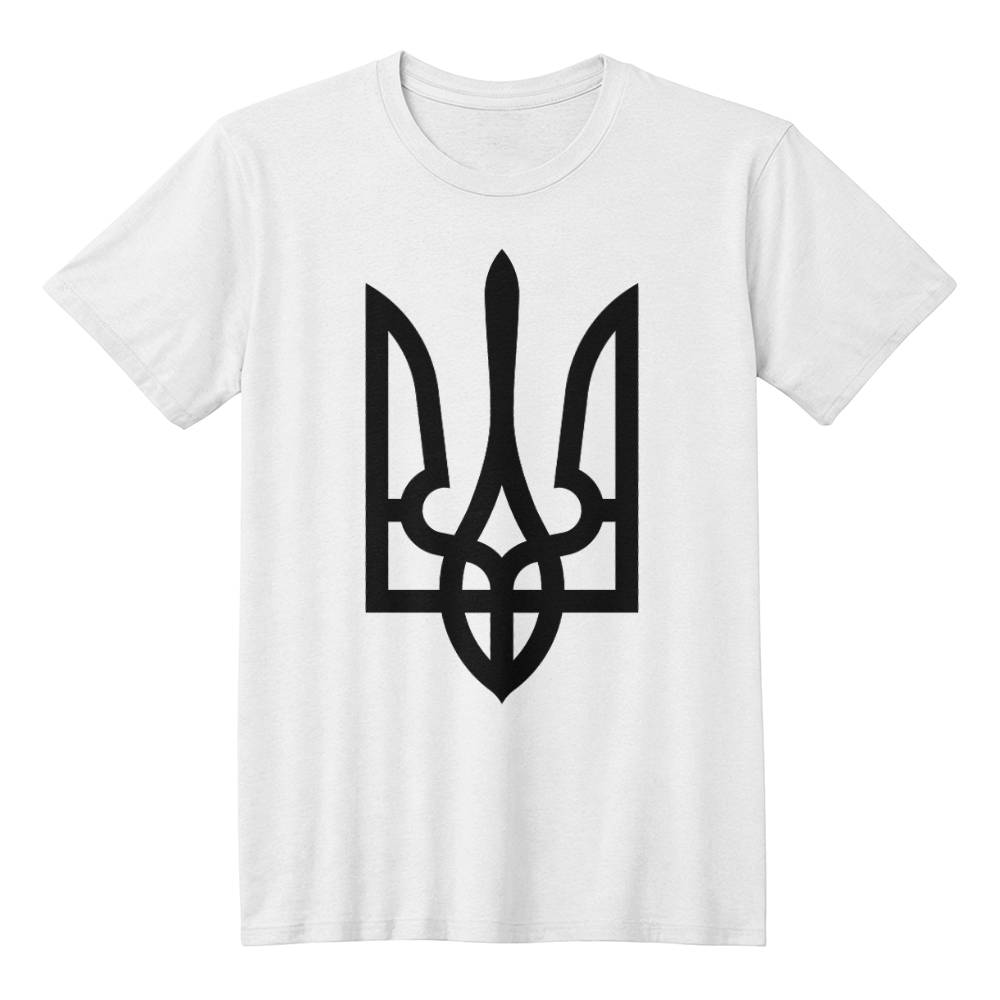 Tryzub (Black) - White Bella + Canvas 3001 Unisex T-Shirt
