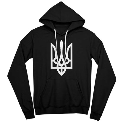 Tryzub (White) - Black Bella + Canvas 3719 Unisex Pullover Hoodie