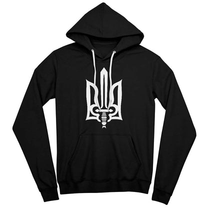 Stylized Tryzub (White) - Black Bella + Canvas 3719 Unisex Pullover Hoodie