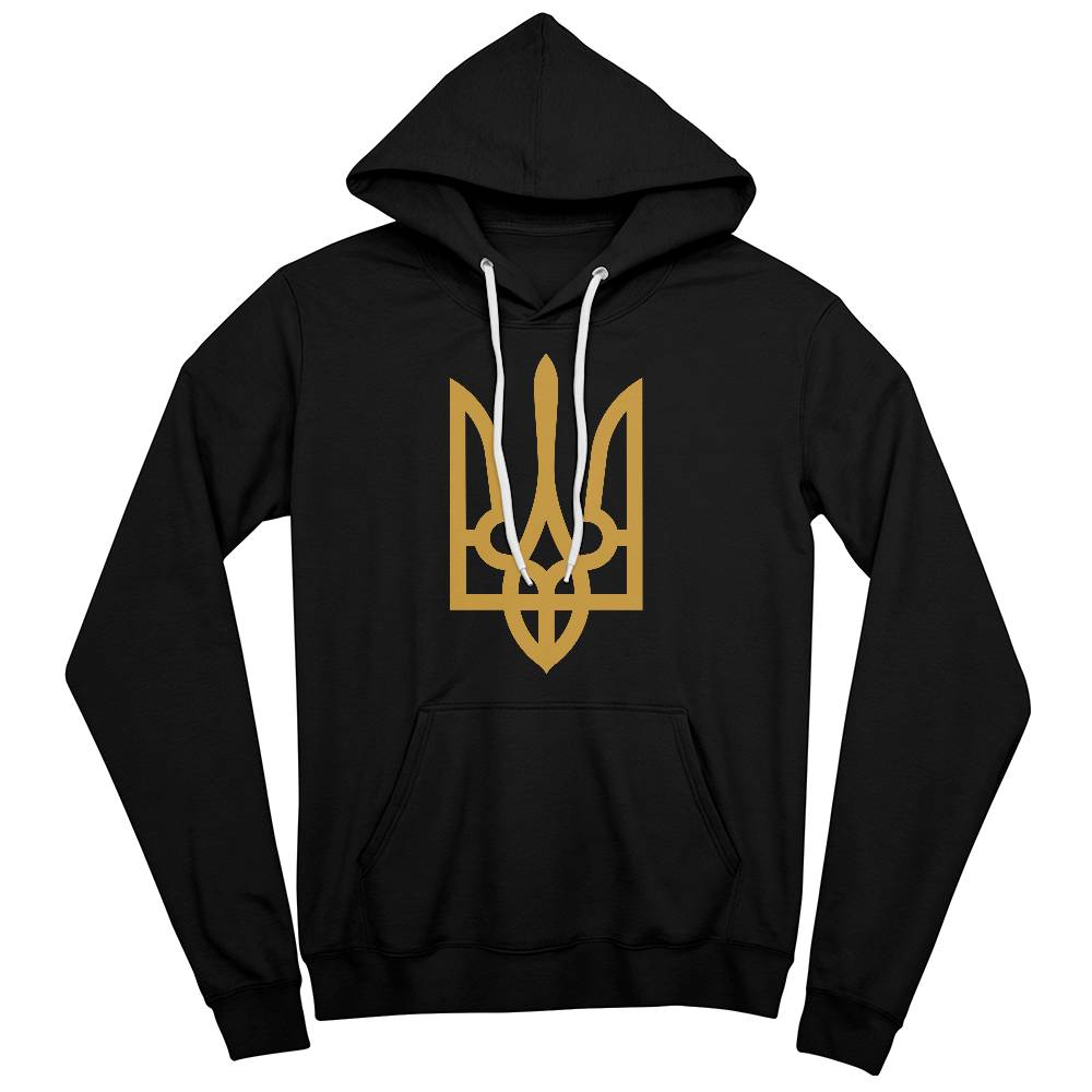 Tryzub (Gold) - Black Bella + Canvas 3719 Unisex Pullover Hoodie