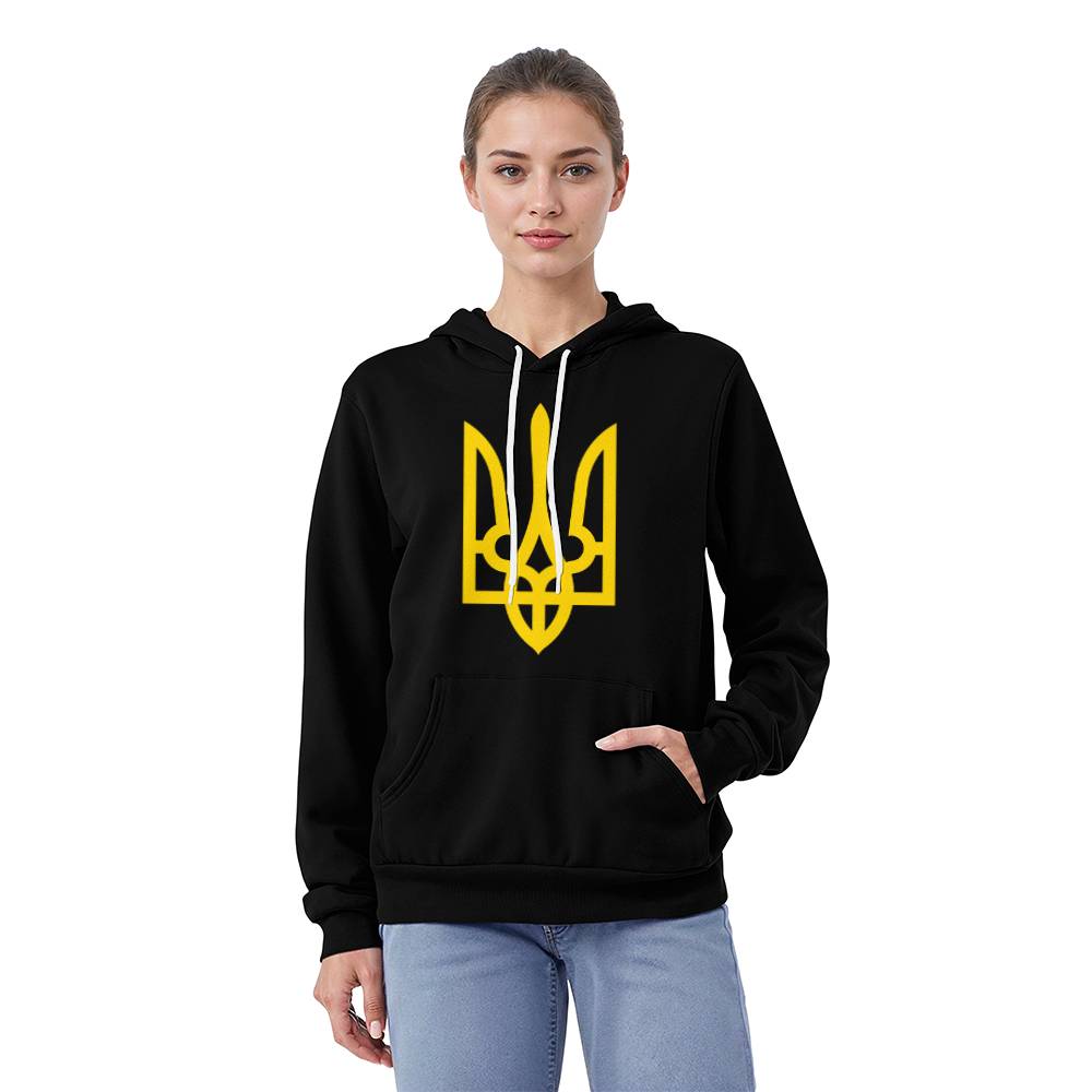 Tryzub (Yellow) - Black Bella + Canvas 3719 Unisex Pullover Hoodie