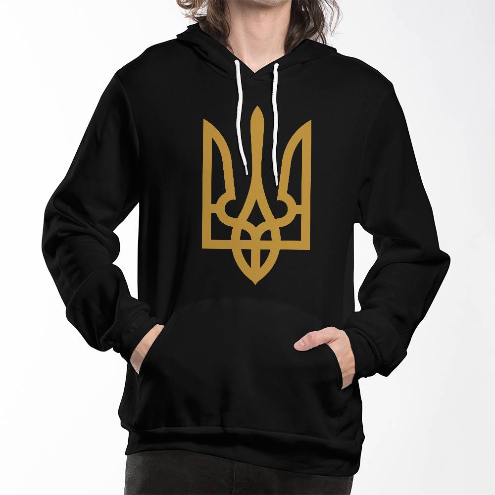 Tryzub (Gold) - Black Bella + Canvas 3719 Unisex Pullover Hoodie