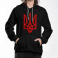 Tryzub (Red) - Black Bella + Canvas 3719 Unisex Pullover Hoodie