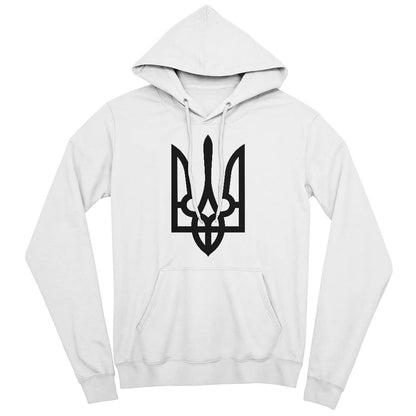 Tryzub (Black) - White Bella + Canvas 3719 Unisex Pullover Hoodie