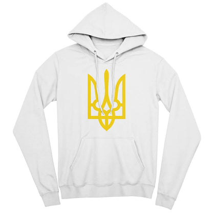 Tryzub (Yellow) - White Bella + Canvas 3719 Unisex Pullover Hoodie