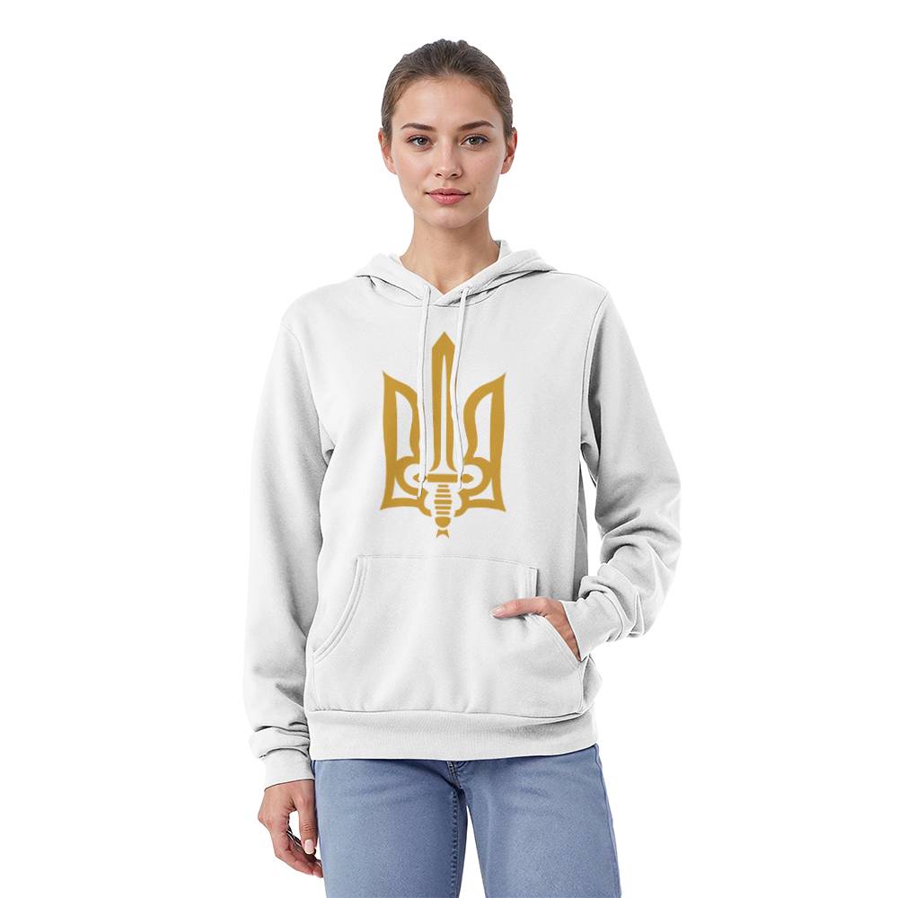 Stylized Tryzub - White Bella + Canvas 3719 Unisex Pullover Hoodie