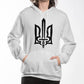 Stylized Tryzub (Black) - White Bella + Canvas 3719 Unisex Pullover Hoodie