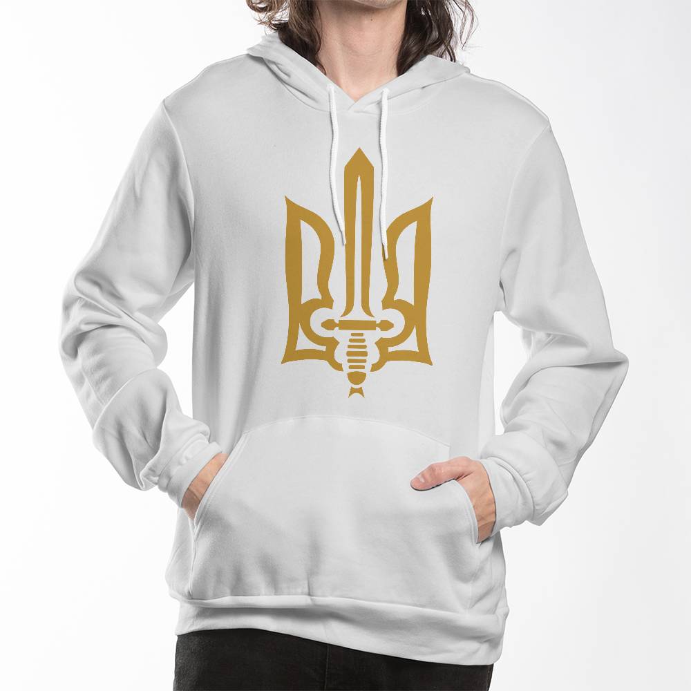 Stylized Tryzub - White Bella + Canvas 3719 Unisex Pullover Hoodie